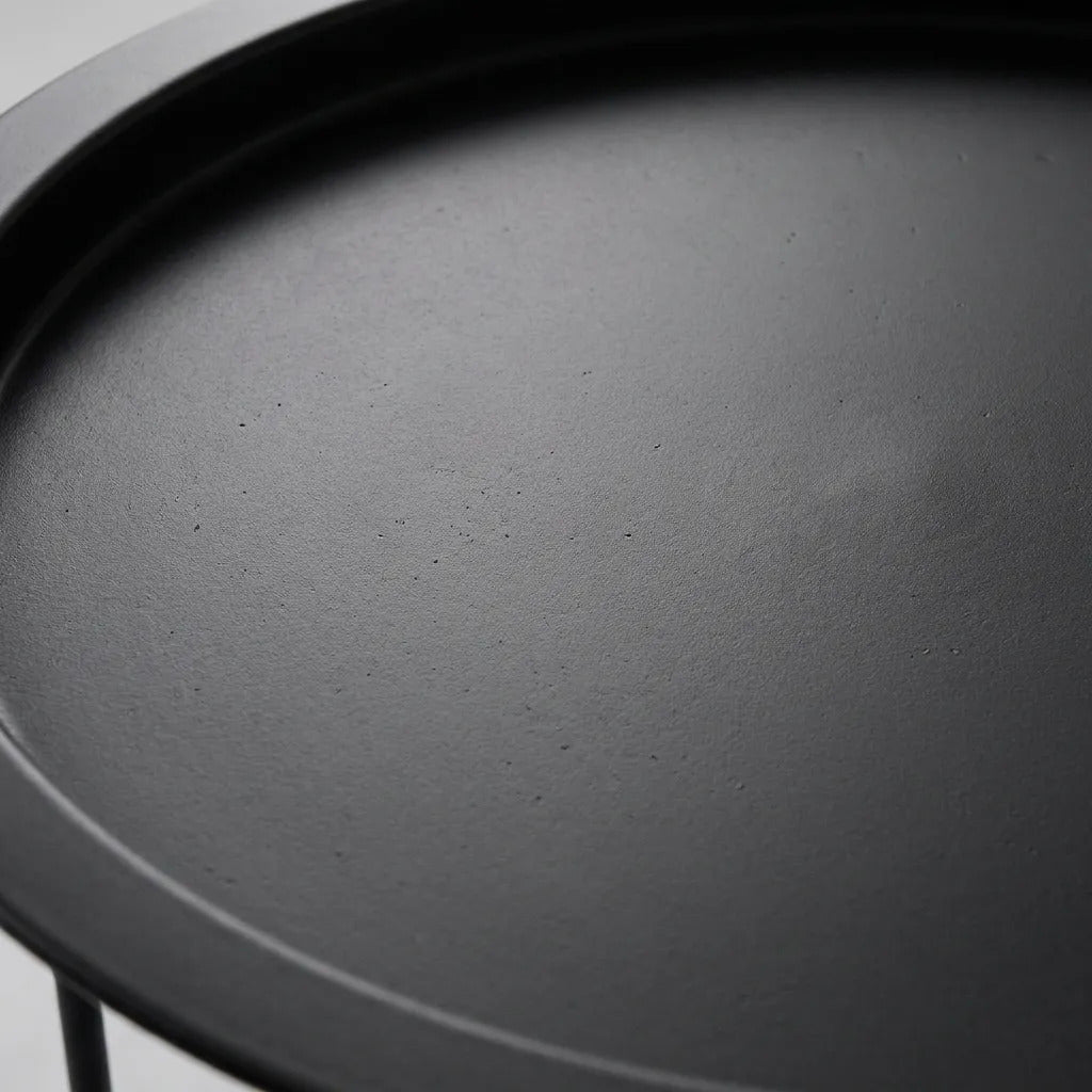 Mesa Ratona Hierro Negra Desmontable De Arrime 50x47cm