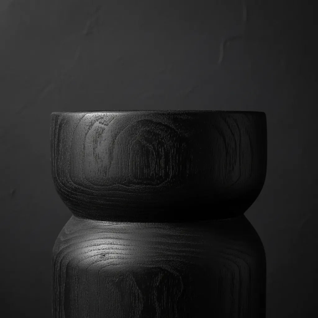 Mesa Auxiliar Tocho De Madera Kiri Negro Atenas 45x31x31