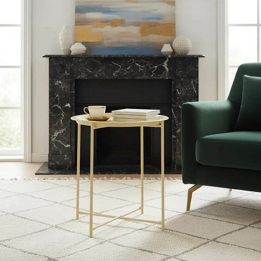 Mesa Ratona De Hierro Amarilla Desmontable 50x47