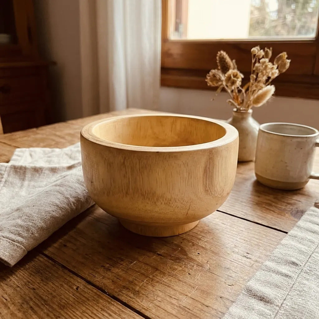 Cuenco Ensaladera Madera Kiri Artesanal Natural 21x12 Cm
