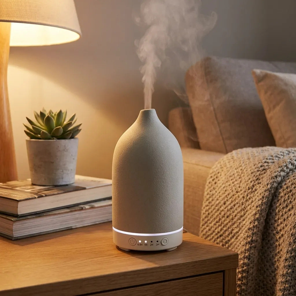 Humidificador Ceramica Difusor Usb Gris 100ml 18x9cm