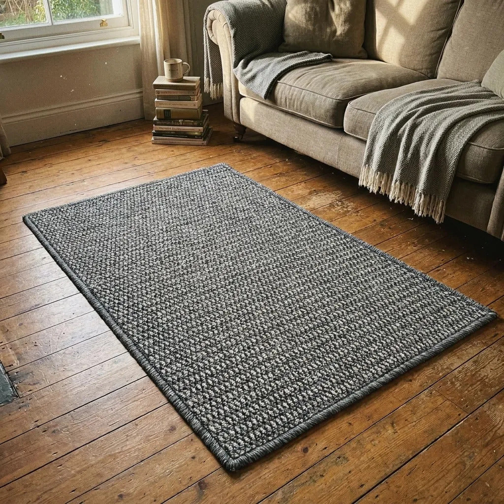 Alfombra Simil Yute Gris 90x60 Cm Decorativa Moderna