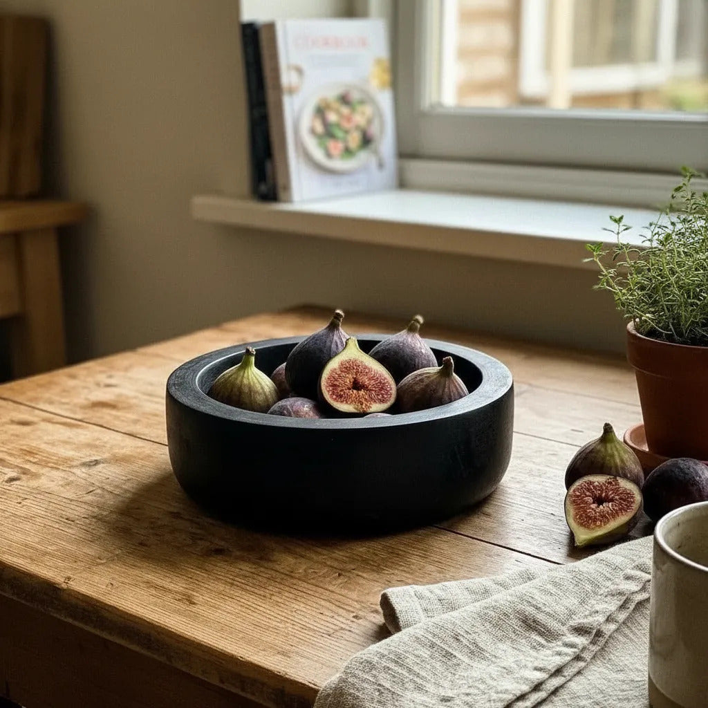 Cuenco Frutera Madera Kiri Negro 25cm Decoracion
