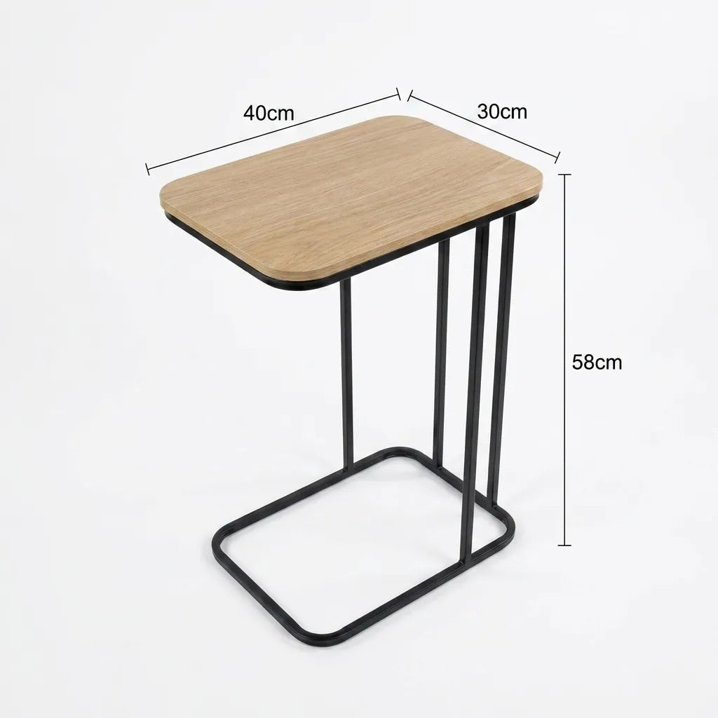 Mesa De Arrime Hierro Y Madera Industrial 40x30x58 Cm