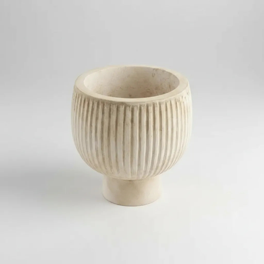 Cuenco Bowl De Madera Kiri Oval Blanco Rayado Copetin 27cm