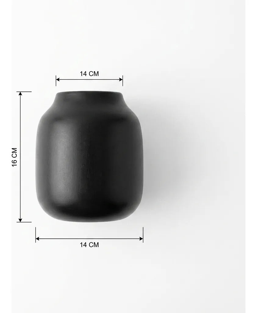 Jarrón Florero De Madera Negro Ébano Decoración 16x14x14cm