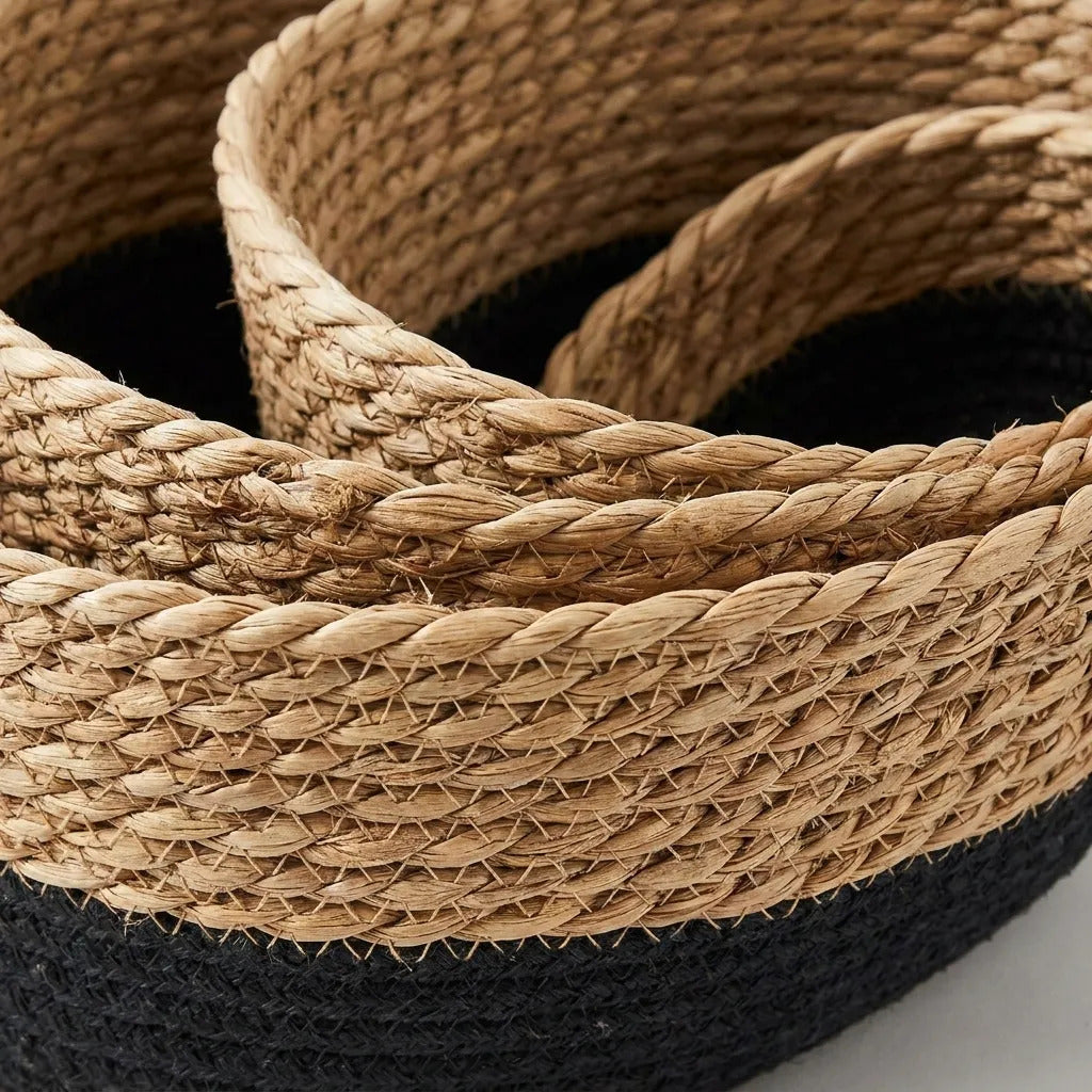 Set X 3 Canastos Fibras Naturales Bitono Organizadores Deco