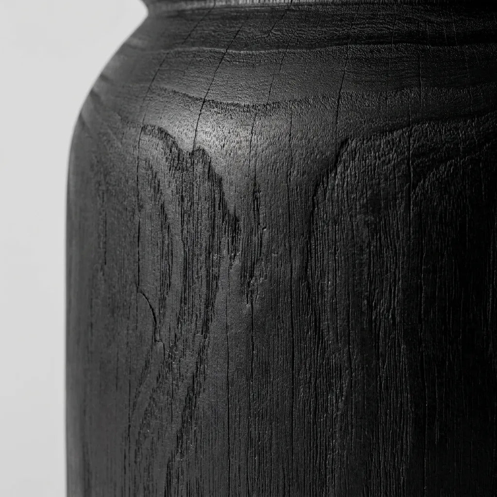 Mesa Auxiliar Tocho De Madera Kiri Negro Atenas 45x31x31