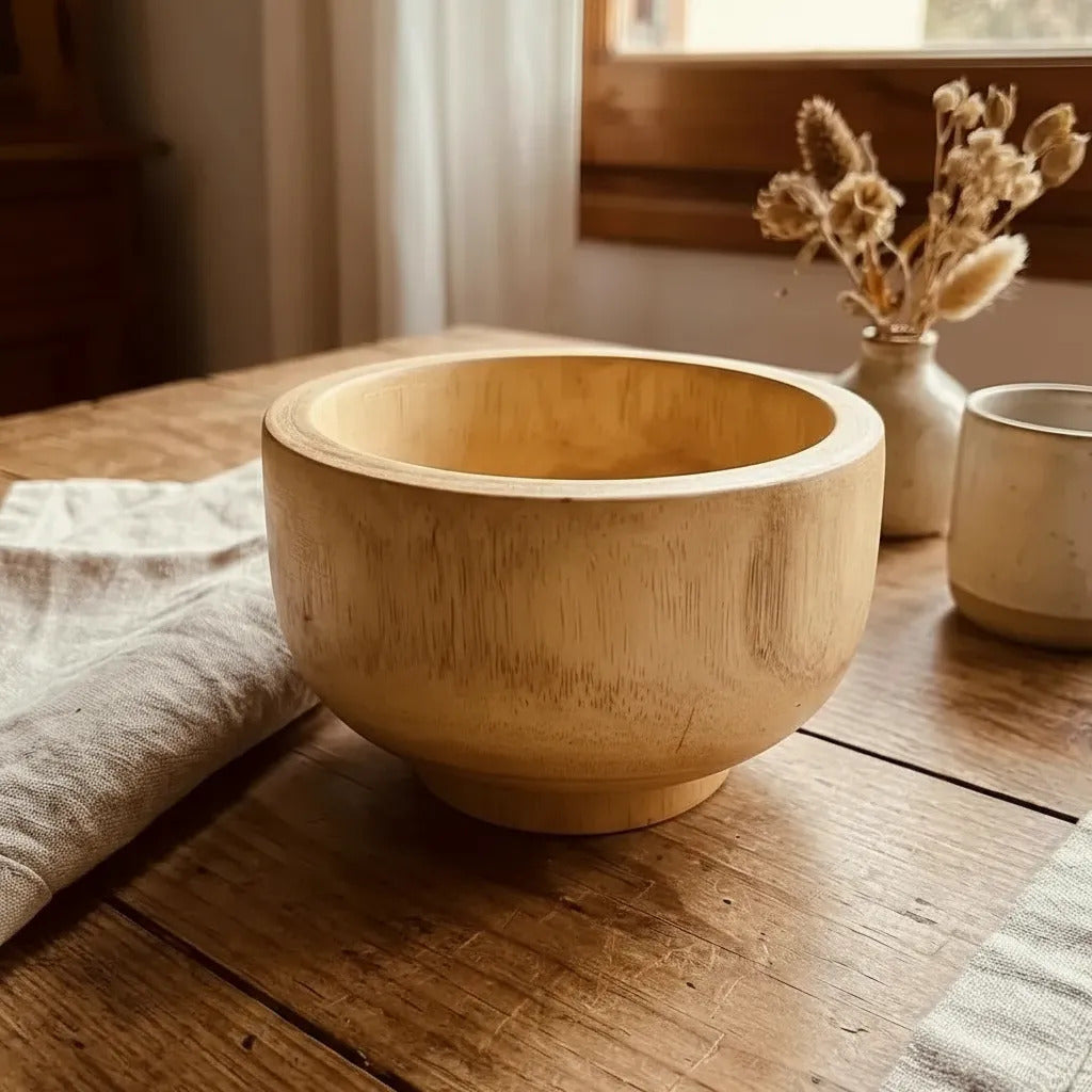 Cuenco Ensaladera Madera Kiri Artesanal Natural 21x12 Cm