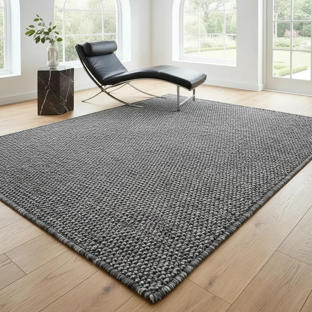 Alfombra Simil Yute Gris Living Comedor 160x230 Cm