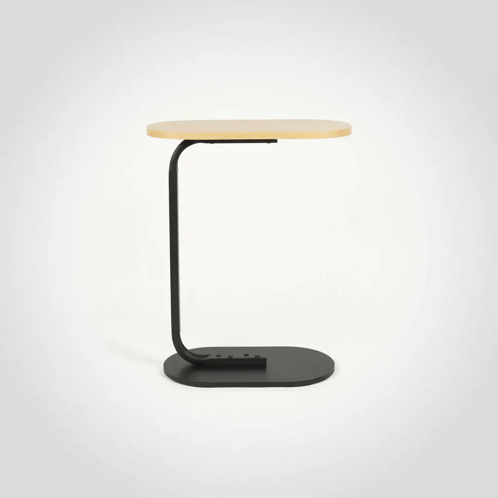 Mesa De Arrime Auxiliar Hierro Y Madera Clara 56x39x28