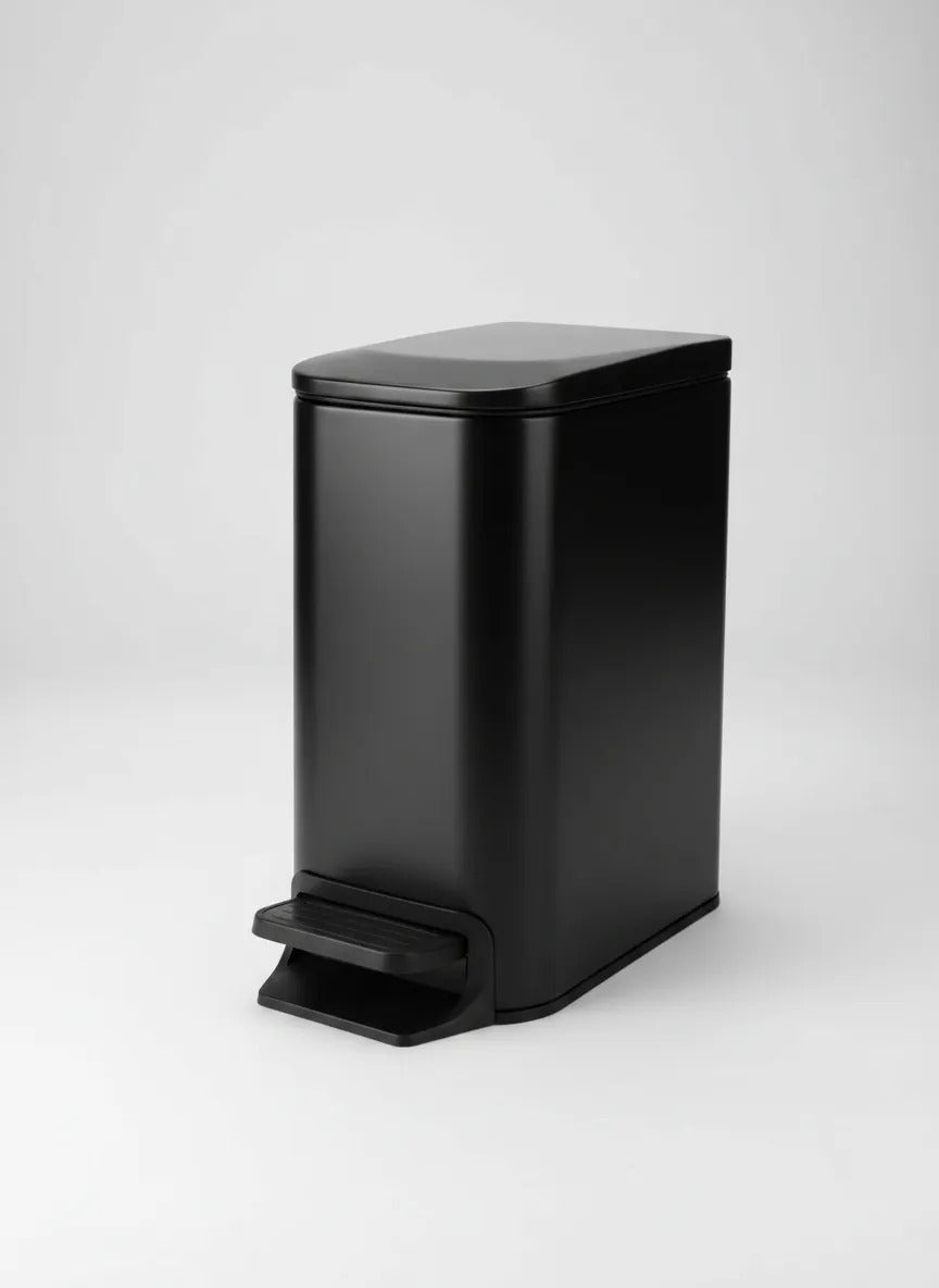 Cesto De Basura Acero Negro Angosto 6 Litros Tacho Baño