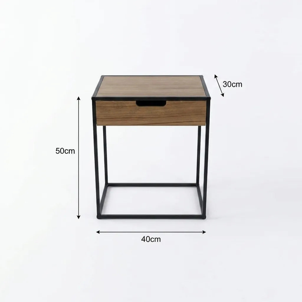 Mesita De Luz Montessori Hierro Y Madera Infantil 30x40x50