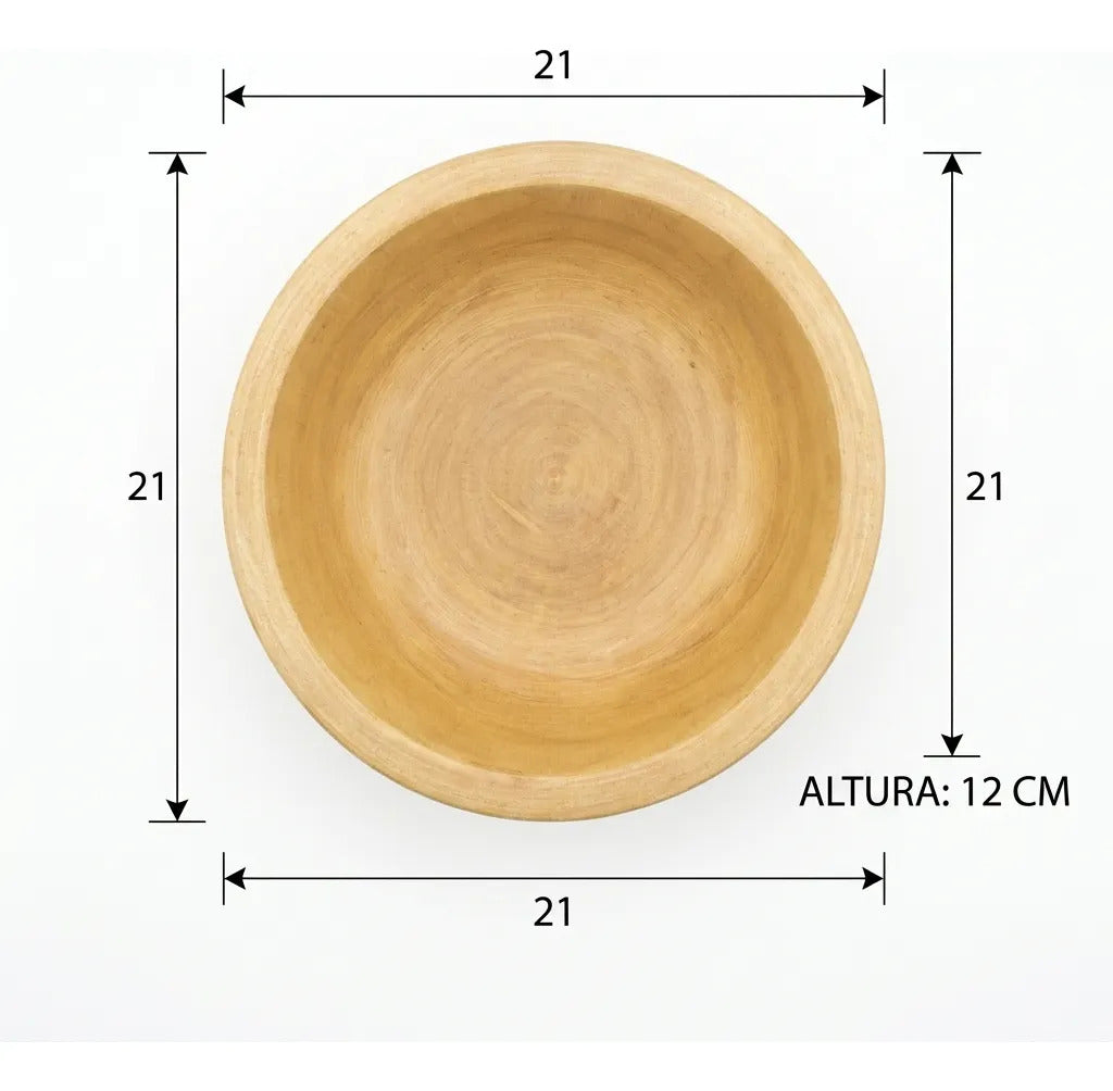 Cuenco Ensaladera Madera Kiri Artesanal Natural 21x12 Cm