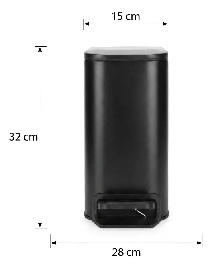 Cesto De Basura Acero Negro Angosto 6 Litros Tacho Baño