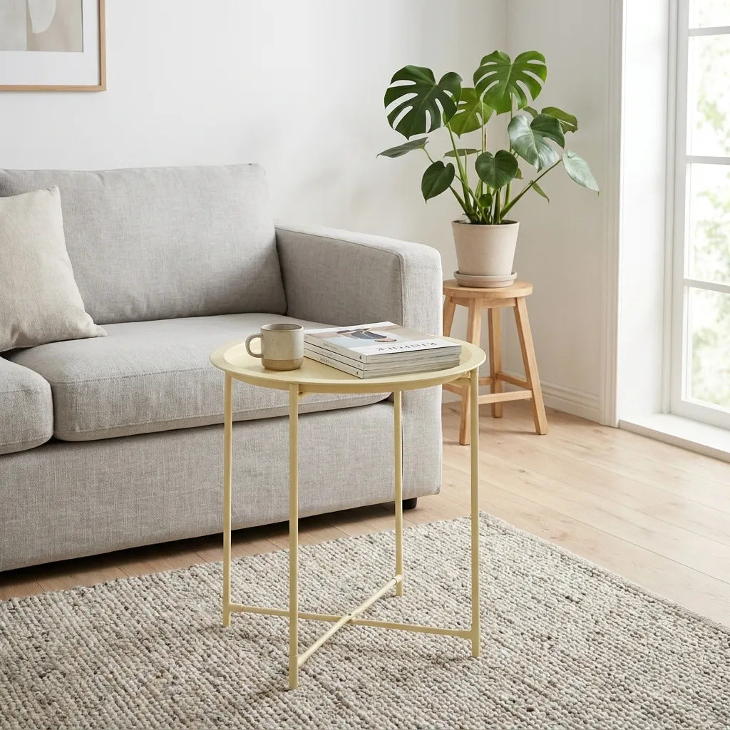 Mesa Ratona De Hierro Amarilla Desmontable 50x47
