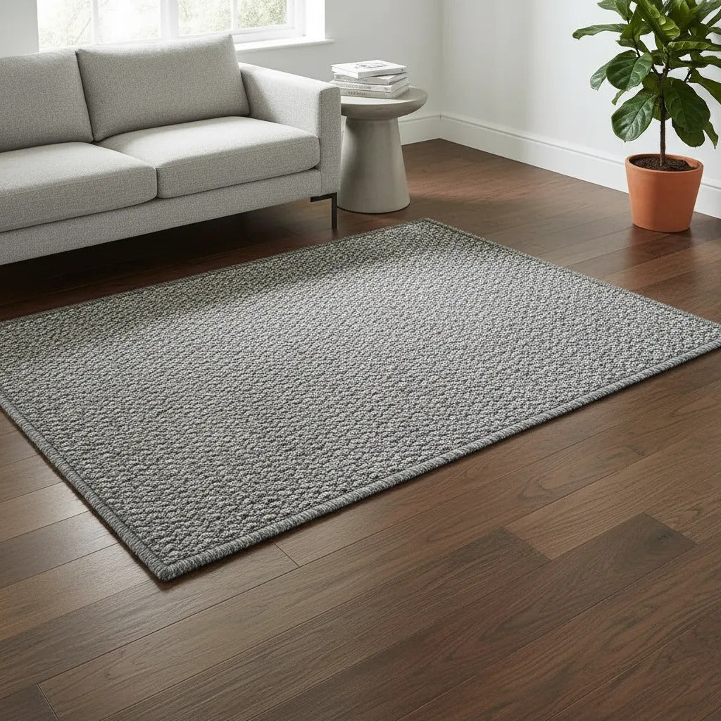 Alfombra Simil Yute Gris 90x60 Cm Decorativa Moderna