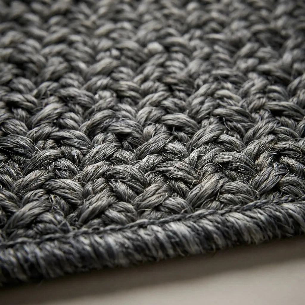 Alfombra Simil Yute Gris 90x60 Cm Decorativa Moderna