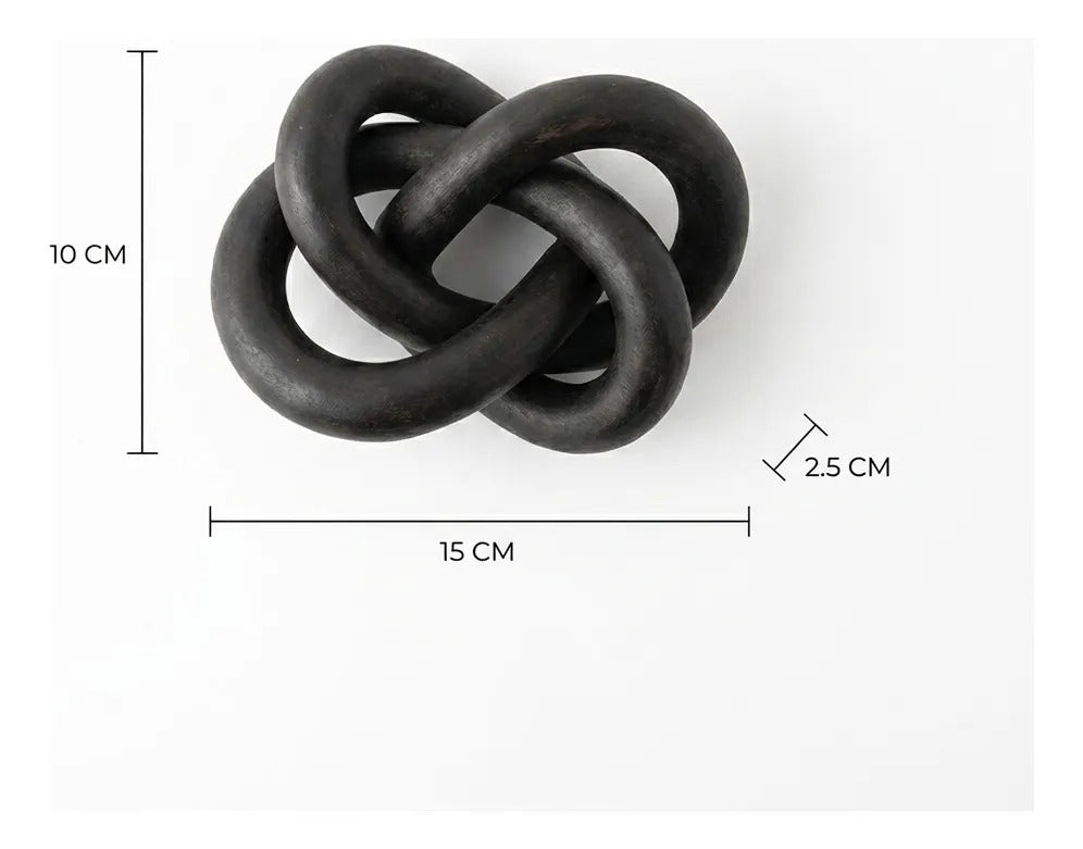 Nudo Decorativo Eslabones Madera Kiri Laqueado Oscuro 15cm