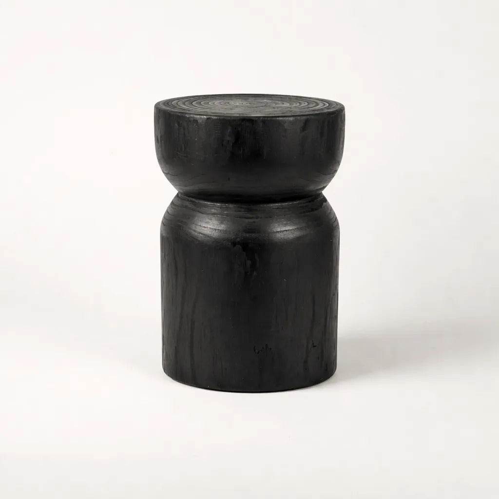 Mesa Auxiliar Tocho De Madera Kiri Negro Atenas 45x31x31