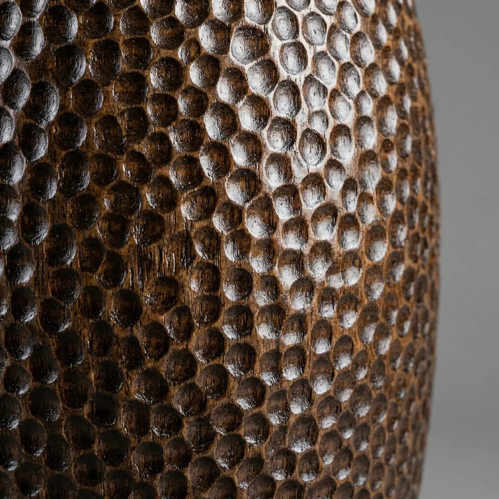 Jarrón Madera Kiri Cincel Laqueado Grande Deco 46x24x24cm
