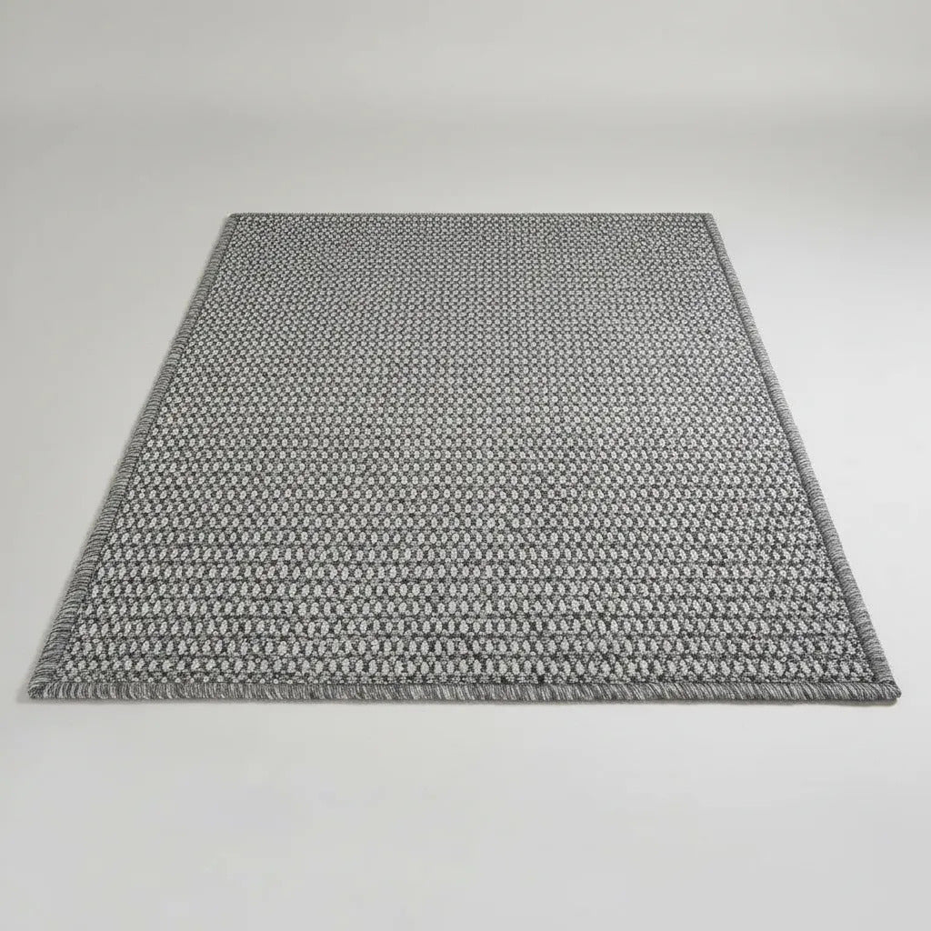 Alfombra Simil Yute Gris 90x60 Cm Decorativa Moderna