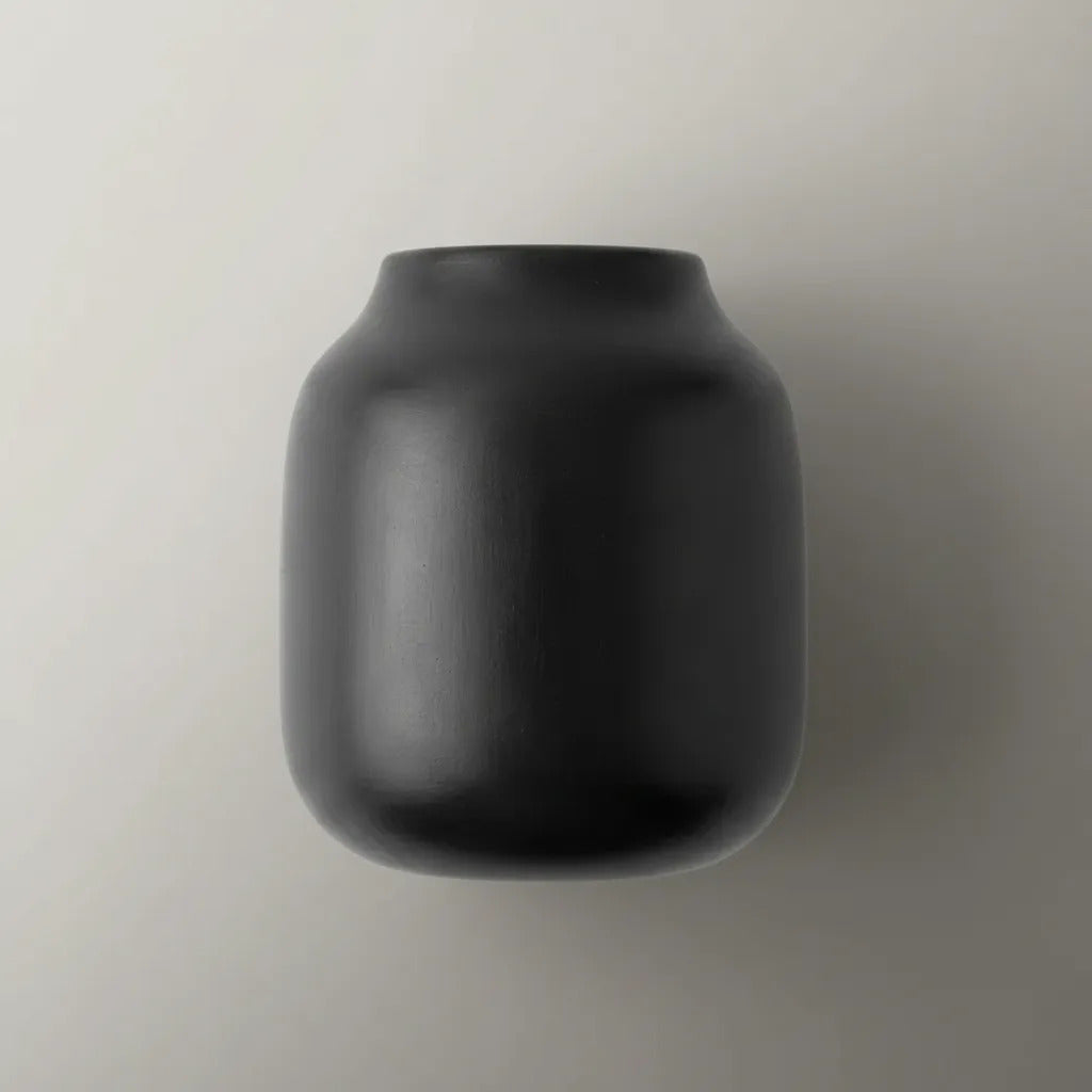 Jarrón Florero De Madera Negro Ébano Decoración 16x14x14cm