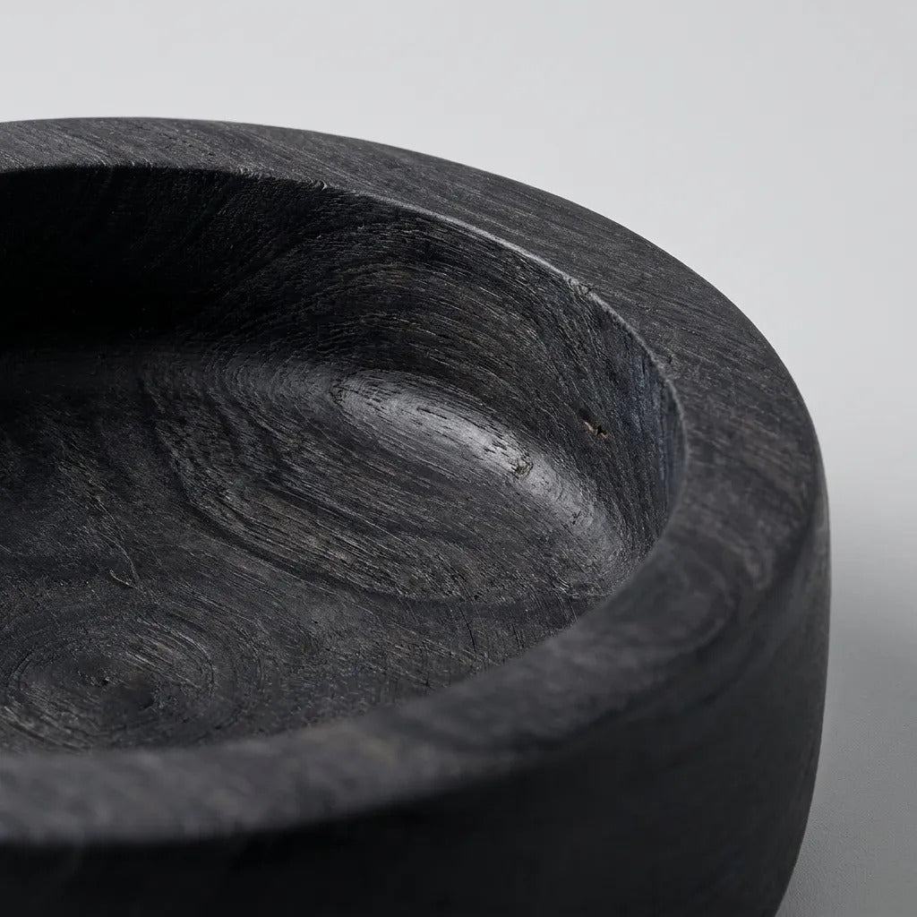 Cuenco Frutera Madera Kiri Negro 25cm Decoracion