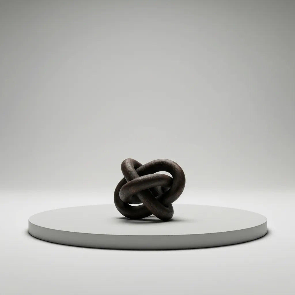 Nudo Decorativo Eslabones Madera Kiri Laqueado Oscuro 15cm