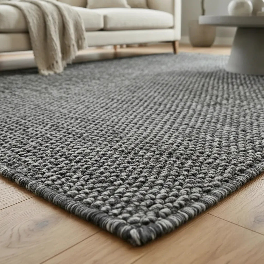 Alfombra Simil Yute Gris Living Comedor 160x230 Cm