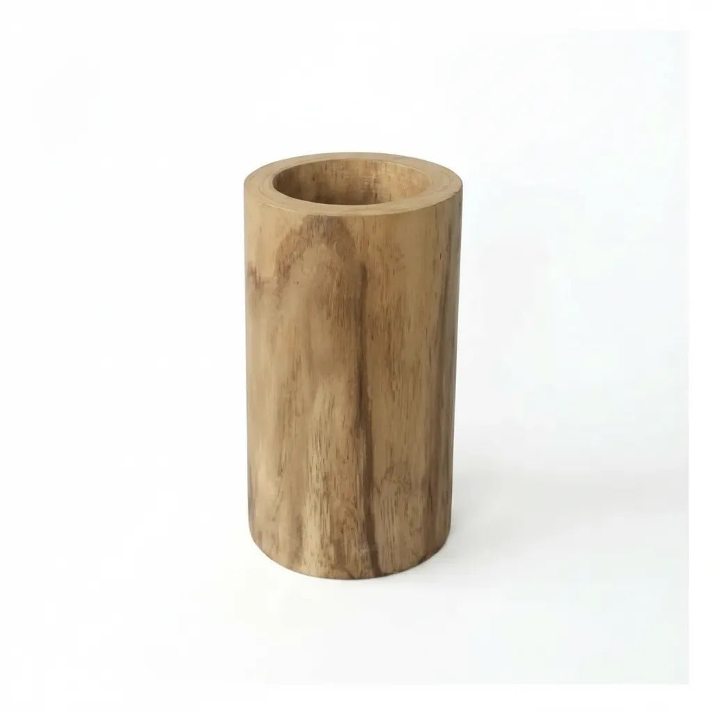 Jarron Madera Kiri Decoracion Florero Natural 29x16x16 Cm