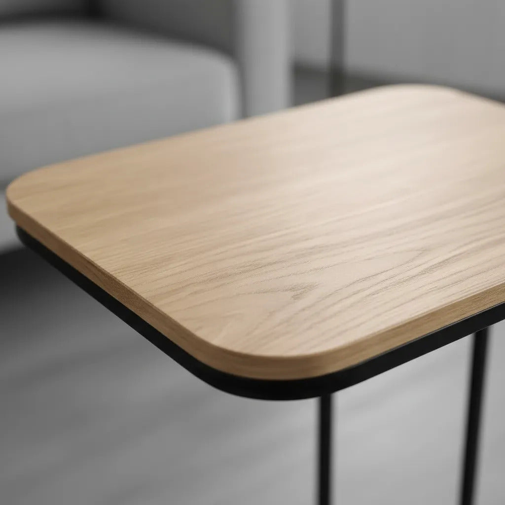 Mesa De Arrime Hierro Y Madera Industrial 40x30x58 Cm
