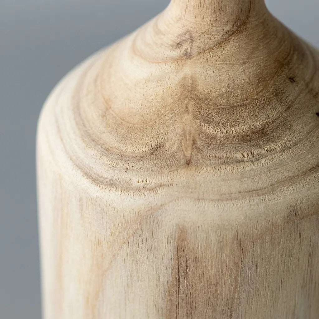 Botellon Madera Kiri Decorativo Florero 25x15 Cm