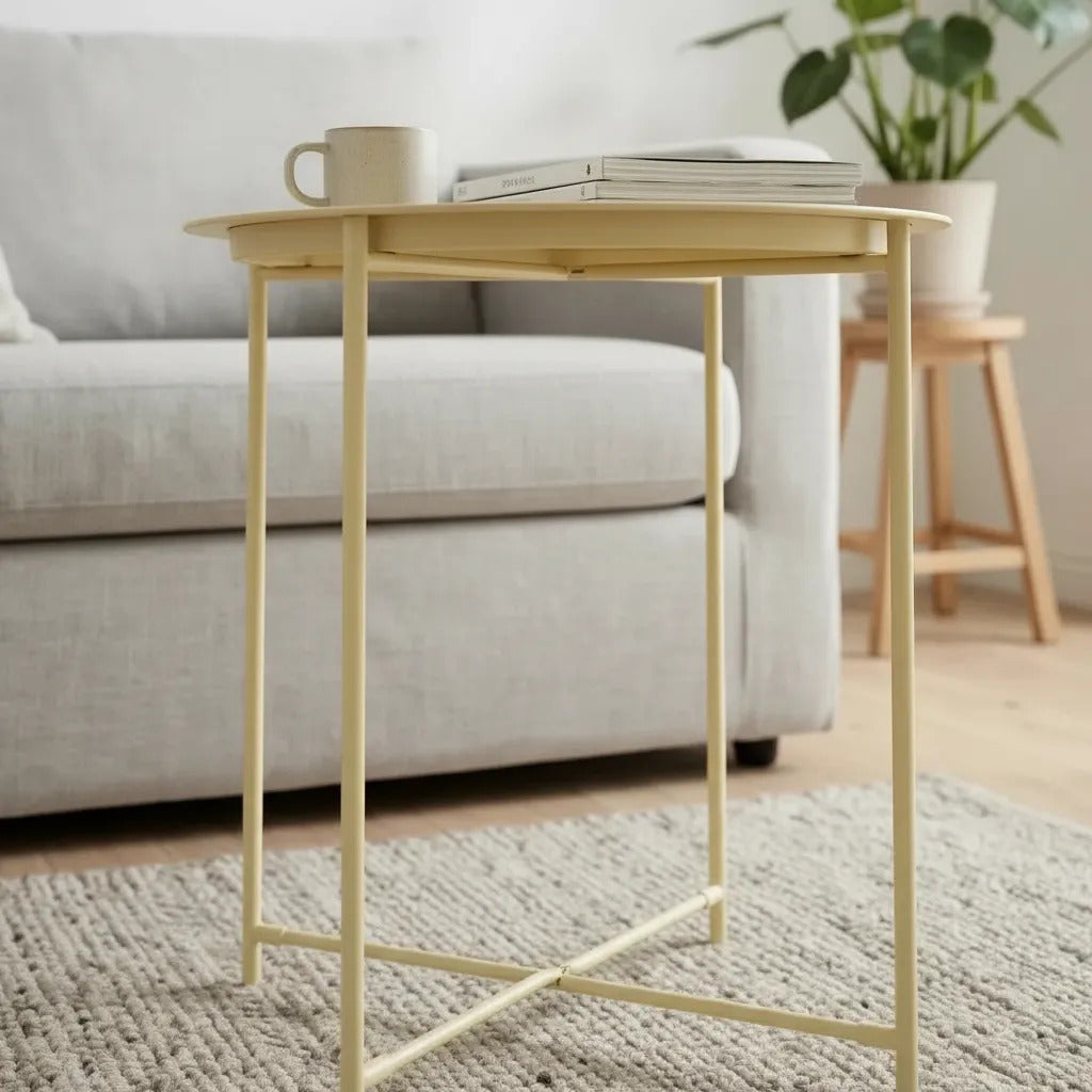 Mesa Ratona De Hierro Amarilla Desmontable 50x47
