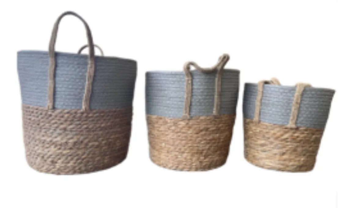 Set 3 Canastos Cestos Organizadores Fibras Naturales 32cm