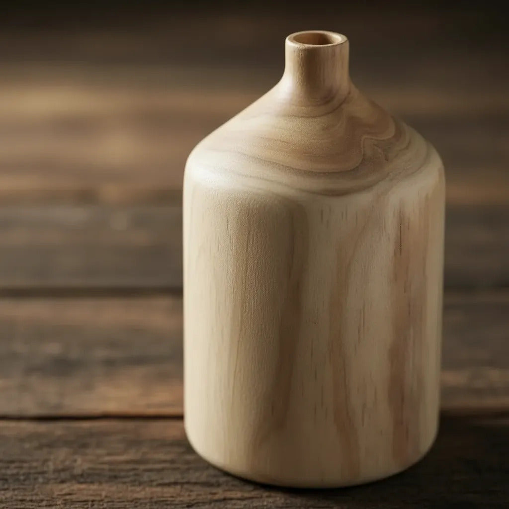 Botellon Madera Kiri Decorativo Florero 25x15 Cm
