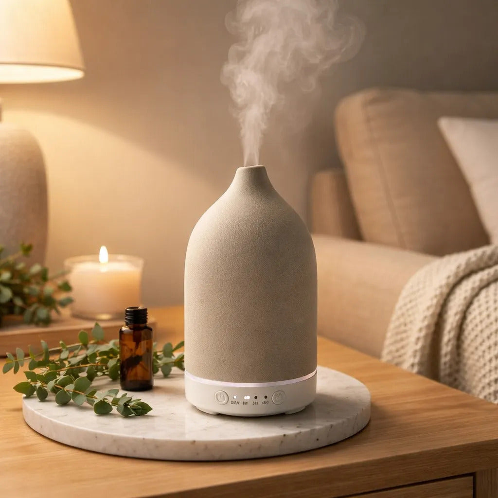 Humidificador Ceramica Difusor Usb Gris 100ml 18x9cm