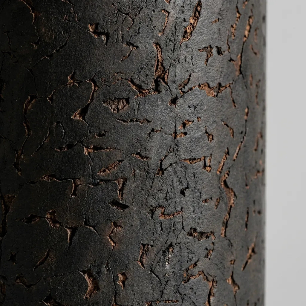 Jarrón Florero Madera Negro Simbol Decorativo 22x23 Cm