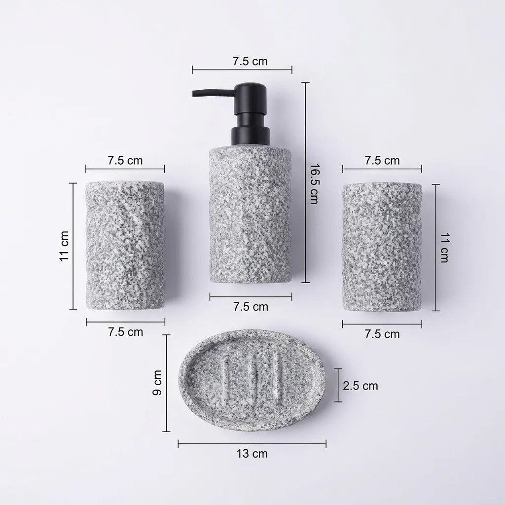 Set Dispenser Jabon Y Difusor Ceramica Negro Bandeja 300ml