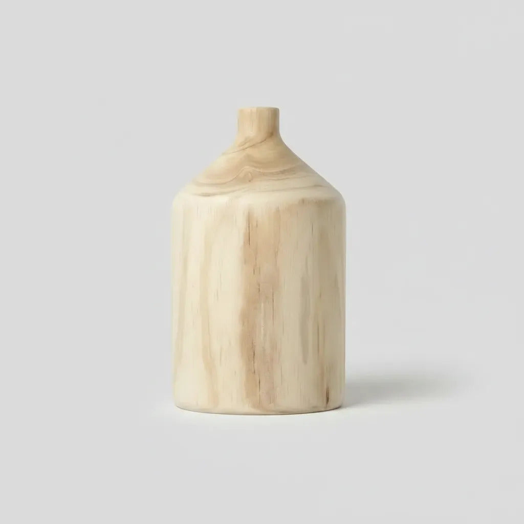Botellon Madera Kiri Decorativo Florero 25x15 Cm