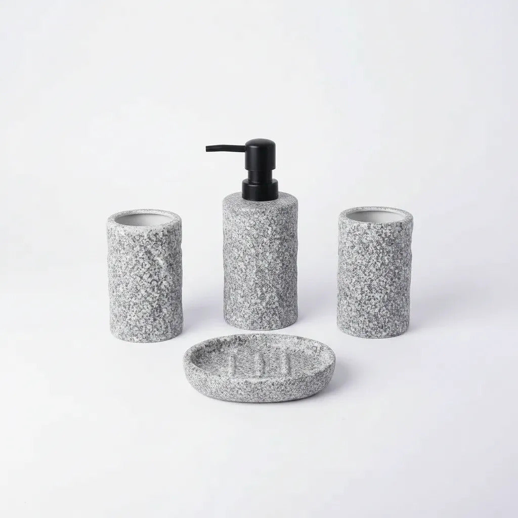 Set Dispenser Jabon Y Difusor Ceramica Negro Bandeja 300ml